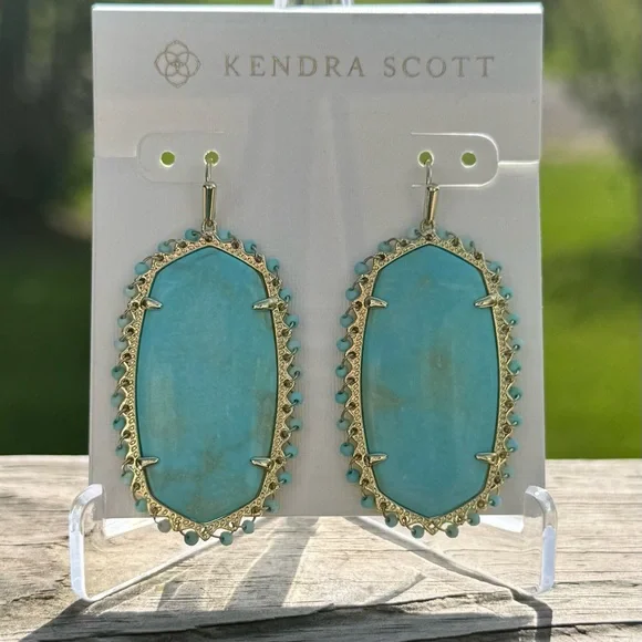 ⚡️Kendra Scott Beaded Danielle Statement Earrings in Turquoise⚡️ - Picture 5 of 5
